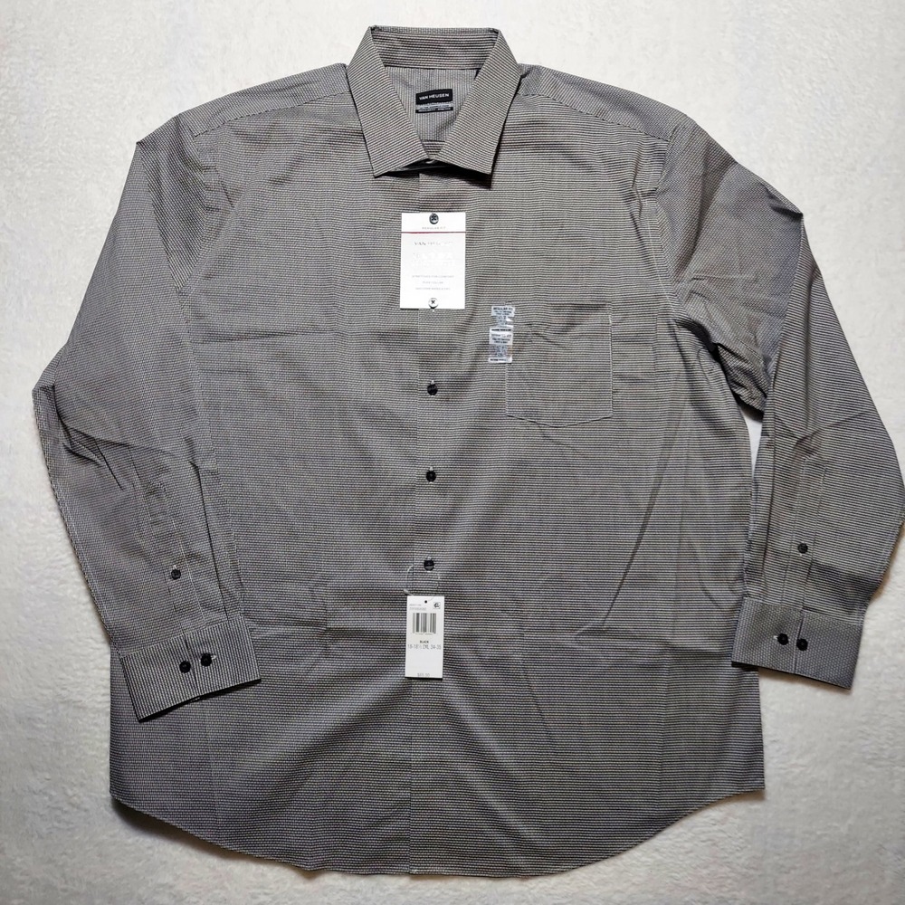 Van Heusen Dress Shirt Mens 2XL Black Brand New Ultra Wrinkle Free Regular Fit